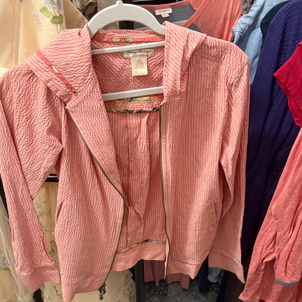 Tommy Bahama Pink Floral Jacket size m silk